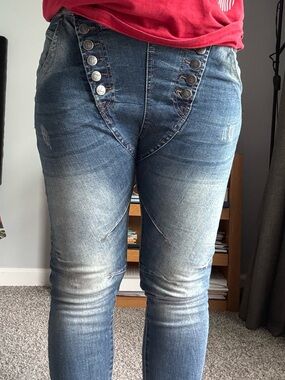 Invictus Double-Breasted Button Fly Skinny Jeans